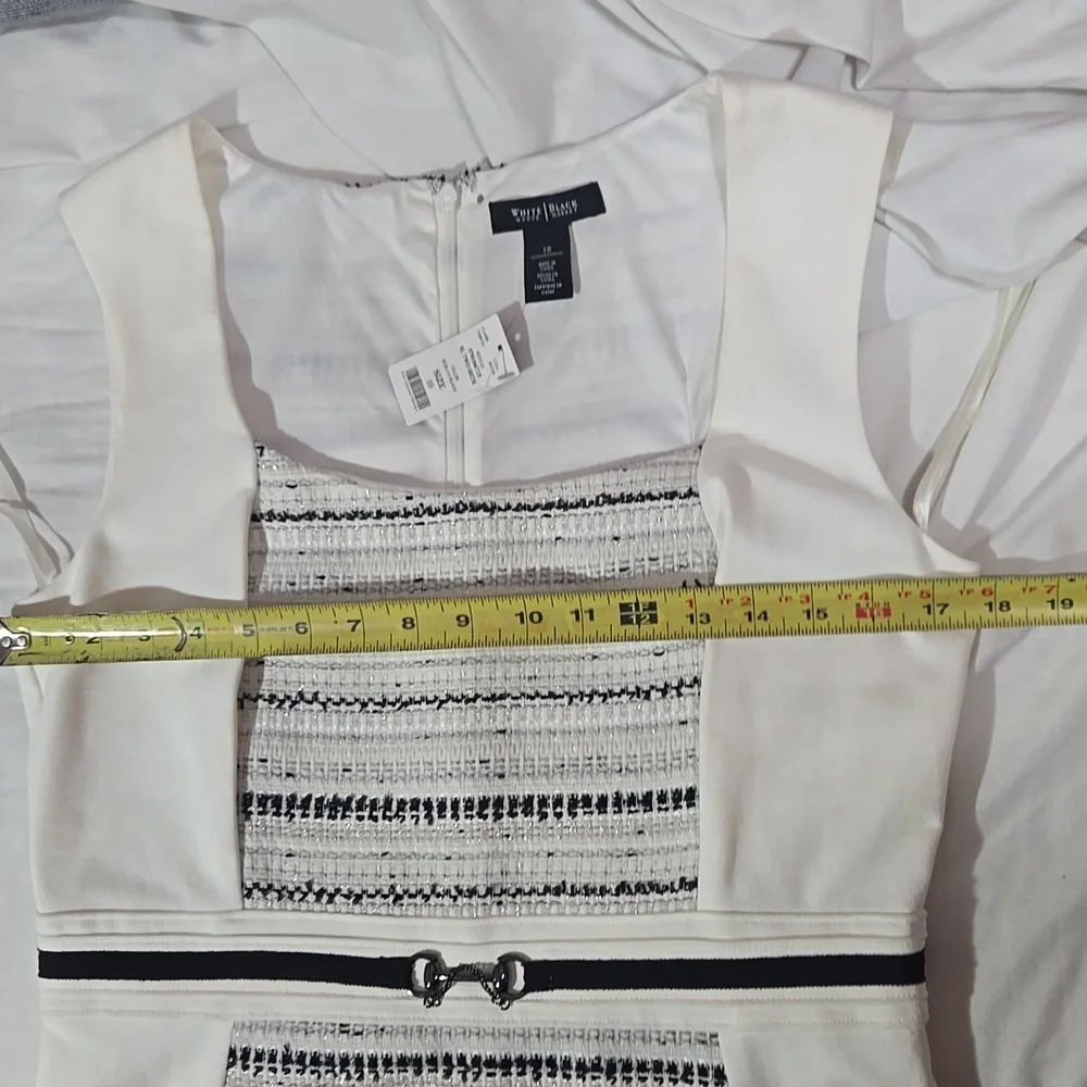 White House Black Market Sheath Ivory White With Tweed Detail NWT Sz 10 - Picture 11 of 12